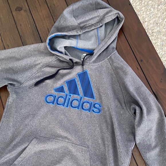 Adidas Men's Heather Gray Sweater with Blue Logo - Picture 1 of 6